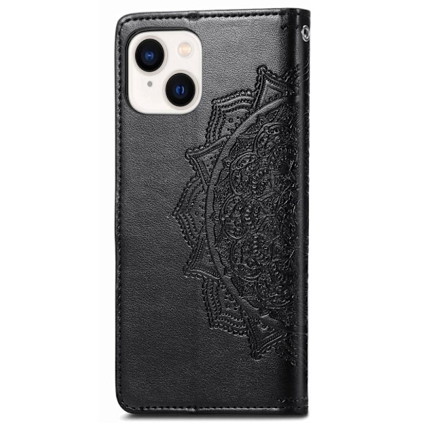 Mandala iPhone 14 læderetui - Sort Black