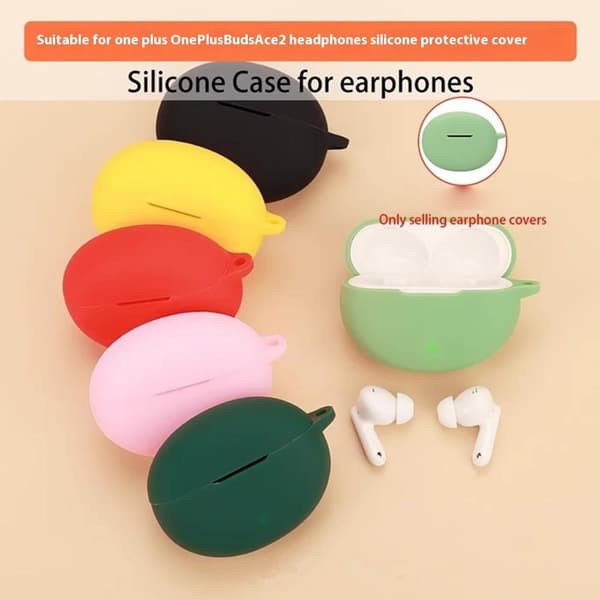 OnePlus Buds Ace 2 Case with Anti Lost Buckle Bluetooth Earbuds Silicone Protective Cover - Blackish Green Green