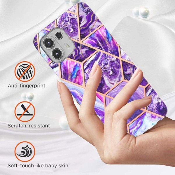 Marble Motorola Edge 20 Lite Suojakotelo - Tumma Violetti Purple