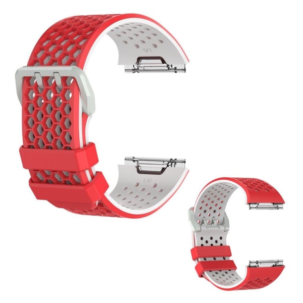 Fitbit Ionic pehmeä ranneke - Punainen / Valkoinen koko L Multicolor