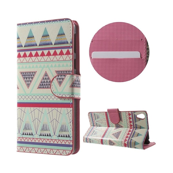 Hagerup læder-etui til Sony Xperia E5 - Geometriske figurer Multicolor