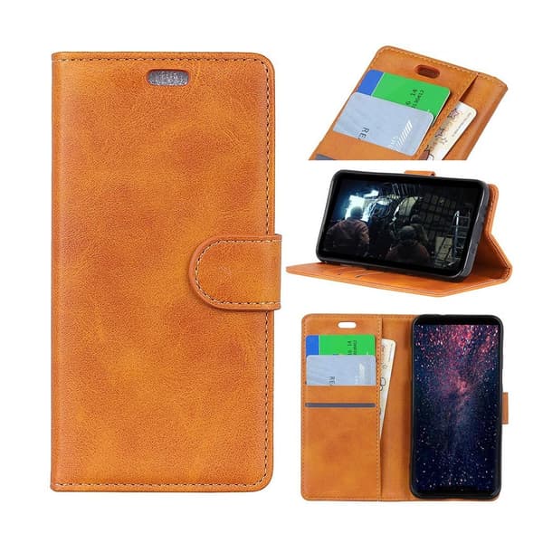 Huawei P30 Lite mat læder flip etui - Brun Brown