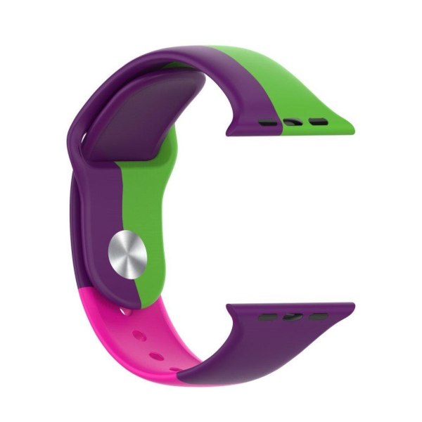 Apple Watch Series 6 / 5 44mm kolmivärinen silikonikellonauha - Violetti / Syaani / Ruusu / Koko: L Multicolor