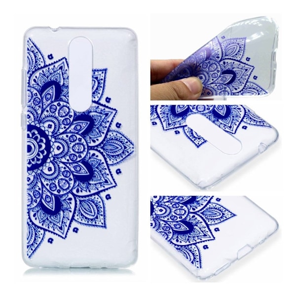 Nokia 5.1 Kuviollinen Silikooni Muovi Takasuoja kuori - Sininen Lotus Blue