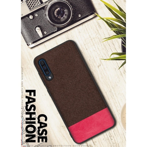 Samsung Galaxy A50 fodral med tygstruktur - Kaffe / Röd Brun