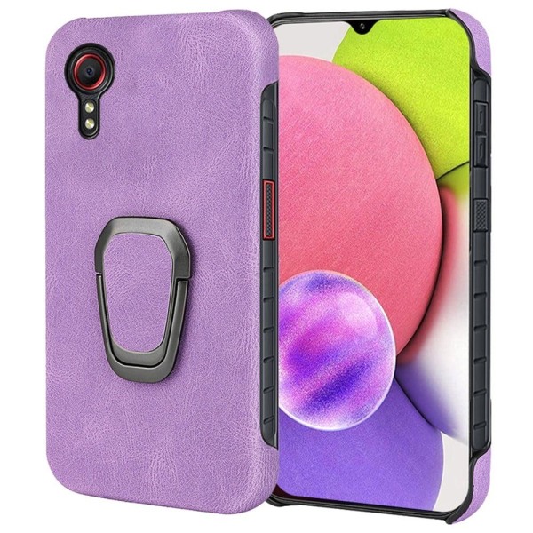 Shockproof leather cover with oval kickstand for Samsung Galaxy Purple