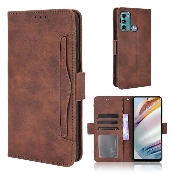 Modern-styled Læder Pung Etui til Motorola Moto G40 Fusion / G60 - Brun Brown