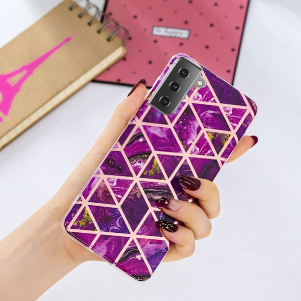 Marble Samsung Galaxy S21 Etui - Rose Pink