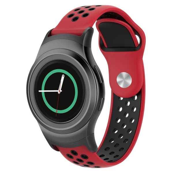 Samsung Gear S2 erstatnings urrem i silikone med åndbart design - Rød/Sort Green
