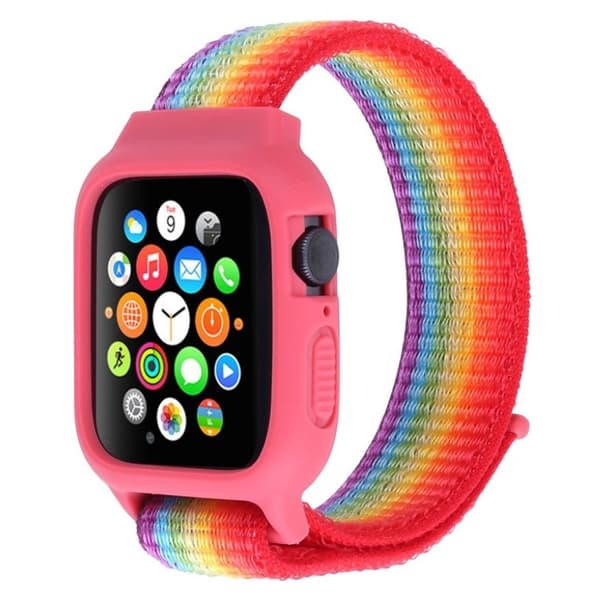 Apple Watch Series 5 44mm nylon Urrem - Rose / Regnbue Multicolor