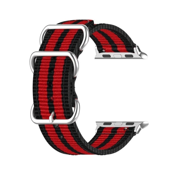 Apple Watch Series 5 44mm stripe mönster nylon klockarmband - svart / röd Röd