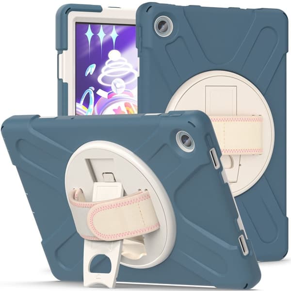Lenovo Tab M10 Plus (Gen 3) 360 graders svingbart silikondeksel med håndstropp - Blå Kornblomst Blue