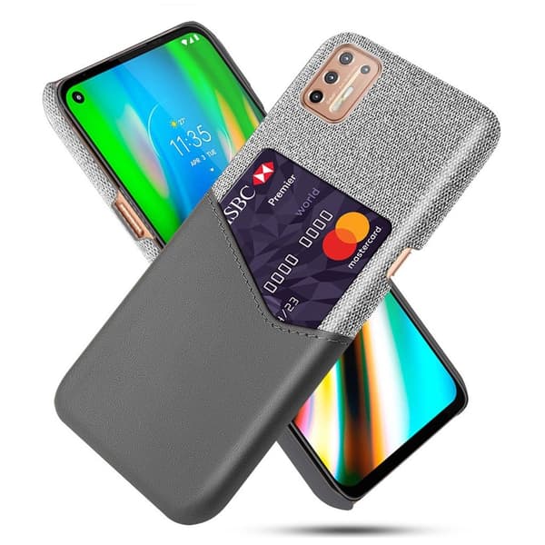 Bofink Motorola Moto G9 Plus korttikotelo - Harmaa Silver grey