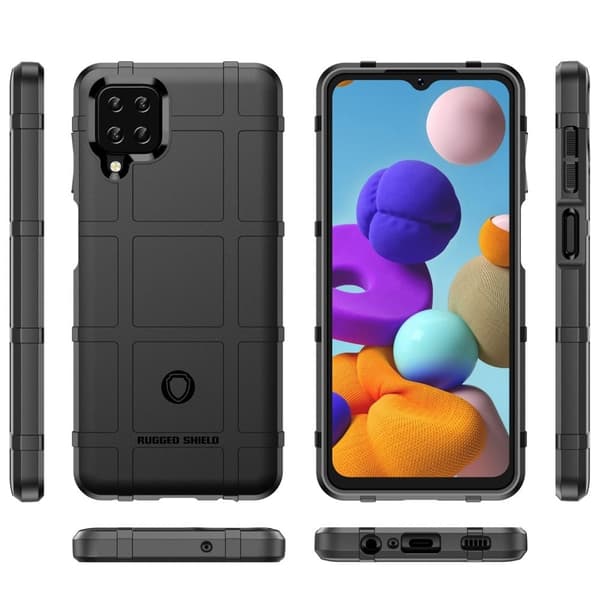 Rugged Shield Etui Samsung Galaxy A12 Nacho / A12 5g / M12 - Svart Black