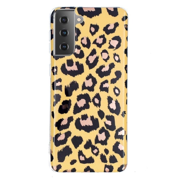 Marble Samsung Galaxy S21 etui - leopardmønster Yellow