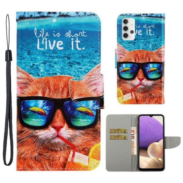 Wonderland Samsung Galaxy A32 Flippetui - Katt Multicolor