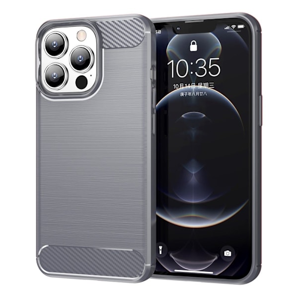 Carbon Flex Suojakotelo iPhone 13 Pro Max - Harmaa Silver grey