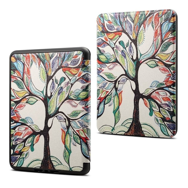 Amazon Kindle Paperwhite 4 (2018) mønstered læder flip etui - Farverigt Træ Multicolor