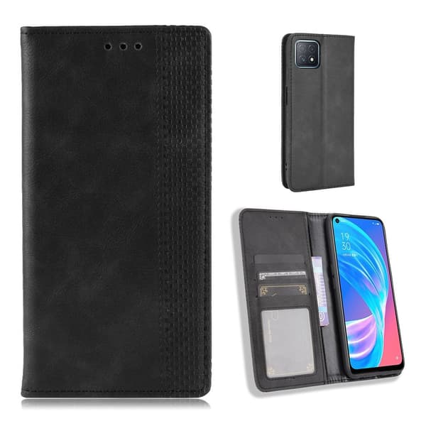 Bofink Vintage Oppo A72 5G nahkakotelo - Musta Black