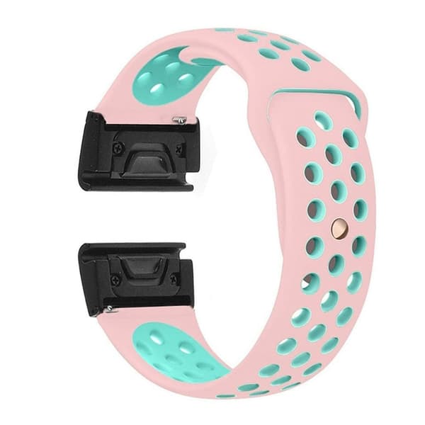 Garmin Fenix 5X / Fenix 3 tvåfärgat klockband av silikon - Rosa / Cyan Rosa