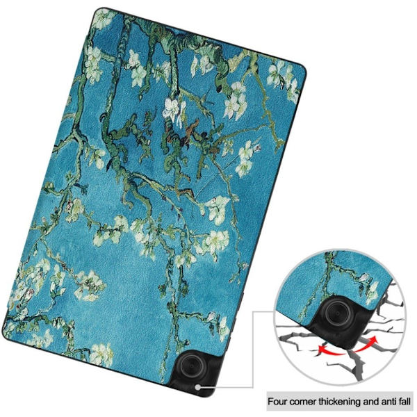 Lenovo Tab M10 HD Gen 2 mönstrat läderfodral - Persikoblomma Grön