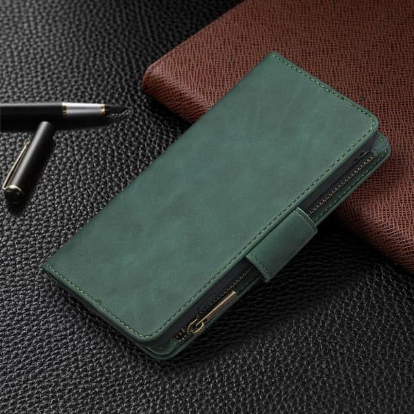 Premium Wallet Huawei P40 Lite / Nova 6 SE kotelot - Vihreä Green