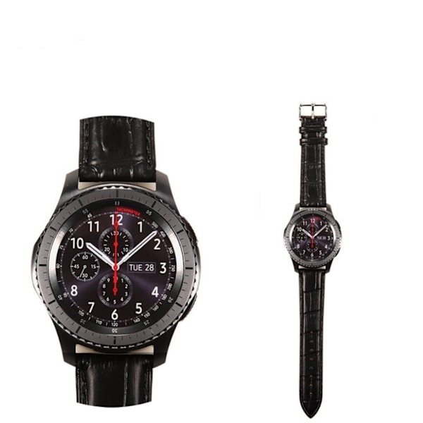 Samsung Gear S3 erstatnings-urrem i kunstlæder med krokodille tekstur - Sort Black