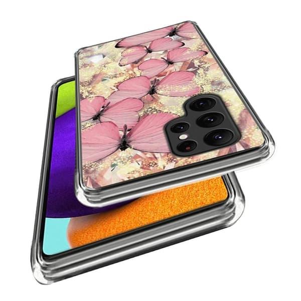 Deco Samsung Galaxy S24 Ultra cover - Guld Sommerfugle Gold
