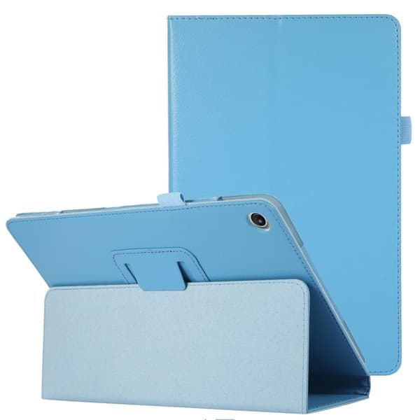 Sammenleggbart etui med Lichi-tekstur for Lenovo Tab M10 Plus (Gen 3) - Babyblå Blue