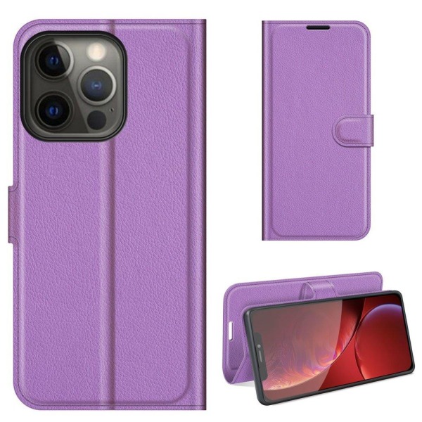 Klassisk iPhone 13 Pro flip etui - Lilla Purple