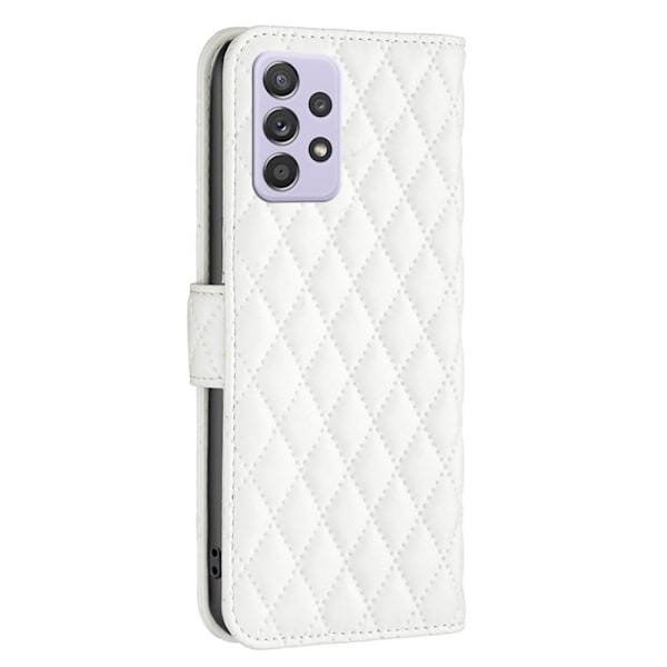 Rombuskuvioinen matta läppäkotelo Samsung Galaxy A52 5G / Samsung Galaxy A52 - Valkoinen White