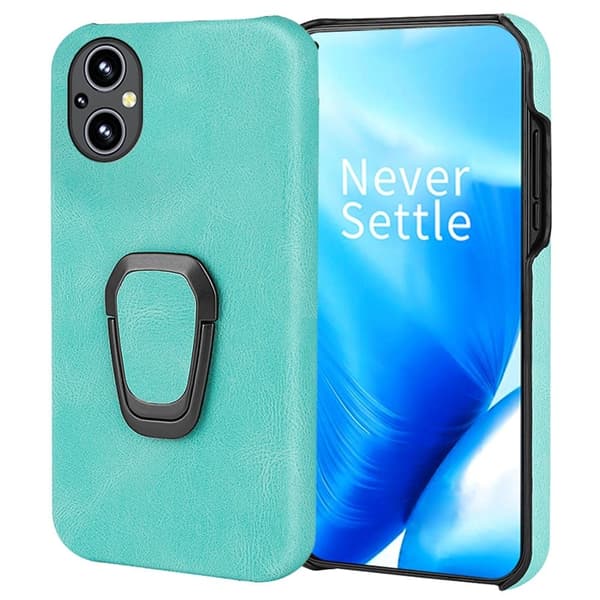 Stötsäkert läderfodral med oval kickstand för OnePlus Nord N20 5G - Ljusgrön Grön