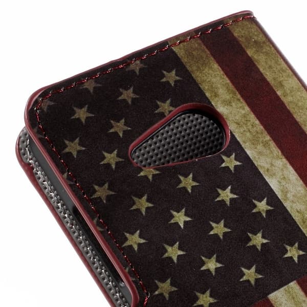 Moberg Microsoft Lumia 550 Lær Etui - Retro Amerikanske Flagget Multicolor