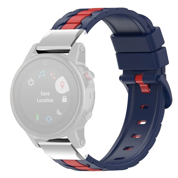 26 mm klockarmband i silikon för Garmin-klocka - Marinblå / Röd Blå