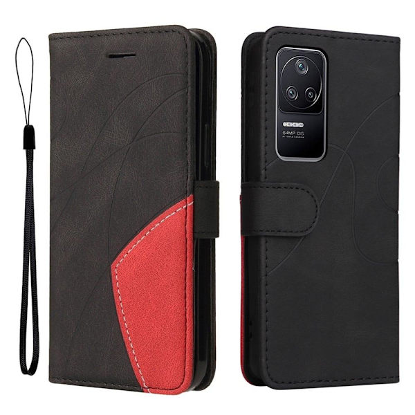 Texturerat läder Xiaomi Poco F4 GT / Xiaomi Redmi K40S fodral med handledsband - Svart Svart