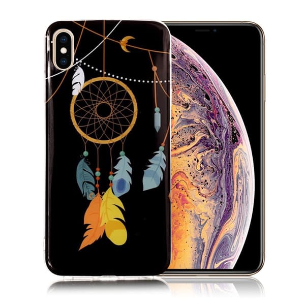 Noctilucent IMD fleksibelt etui til iPhone XS Max 6,5 tommer - Drømmefanger Med Fjer Multicolor