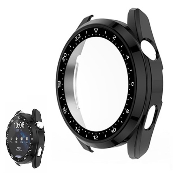 Huawei Watch 3 skala designramme + skærmbeskytter af hærdet glas - Sort Transparent