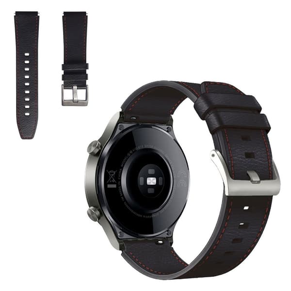 Huawei Watch GT 2 Pro / GT 2 46mm læderarmbånd - Sort / Rød Black