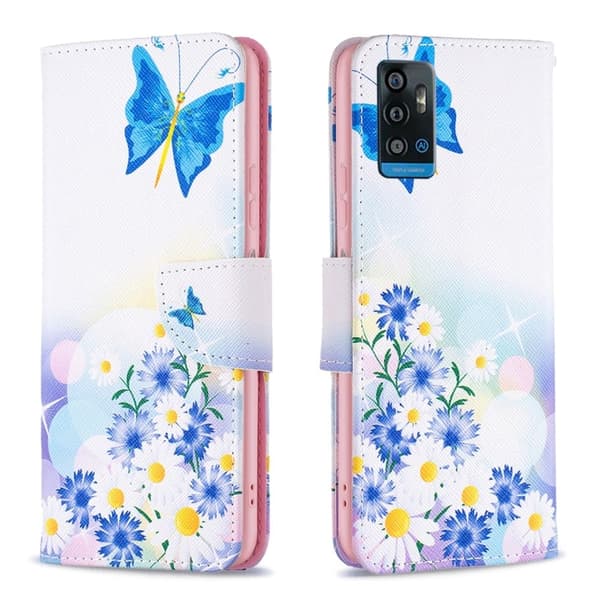 Wonderland ZTE Blade A51 flip-etui - Sommerfugl Og Blomster Multicolor