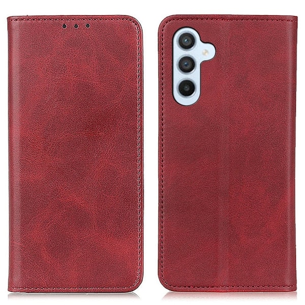 Flip Etui med Pung i Ægte Læder til Samsung Galaxy A54 - Rød Red