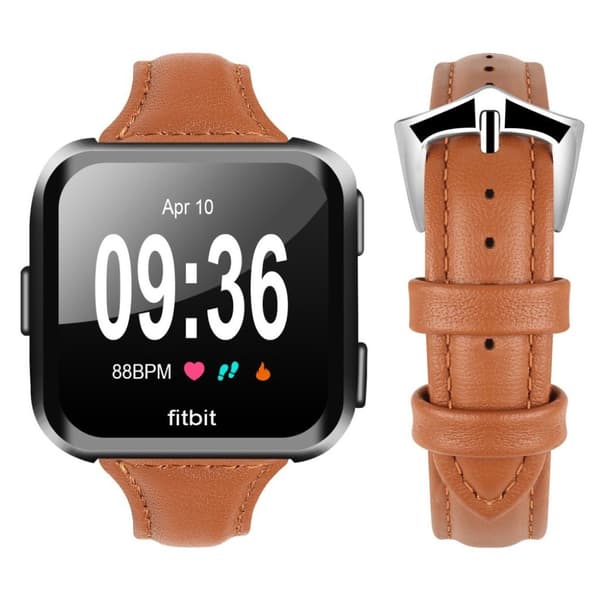 Fitbit Versa erstatnings urrem i unikt lædermateriale med lækkert design - Mørkebrun Brown