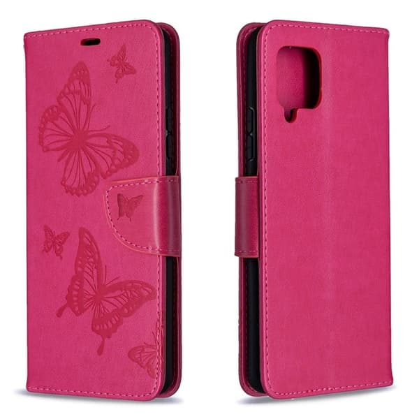 Butterfly Samsung Galaxy A42 5G Flippetui - Rose Pink