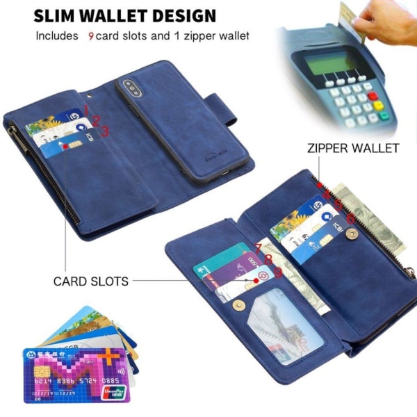 Premium Wallet iPhone XS kotelot - Sininen Blue