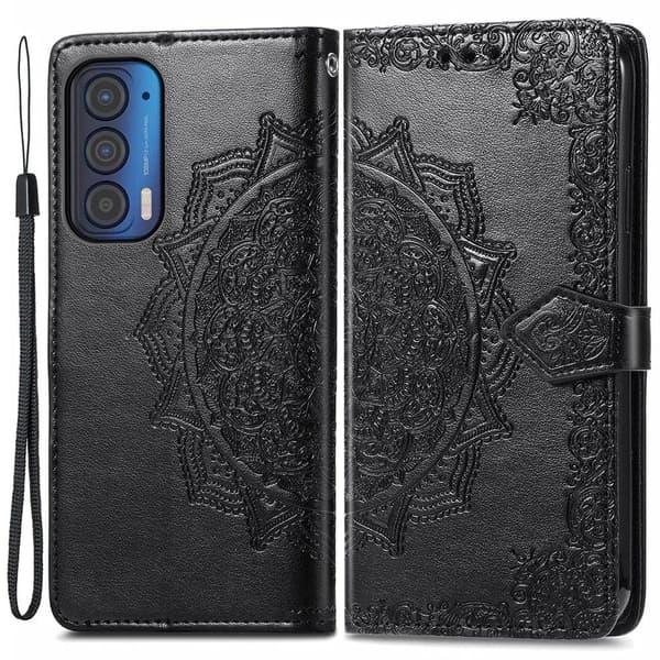 Mandala Motorola Edge (2021) Flip Etui - Sort Black