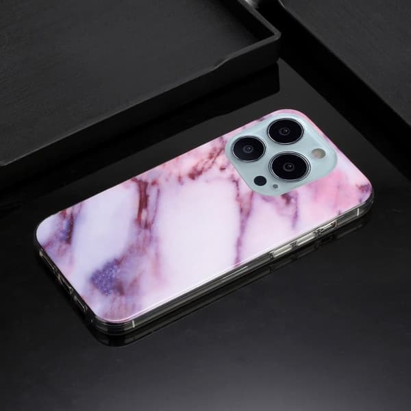 Marble iPhone 14 Pro Max Suojakotelo - Violetti Marble Purple