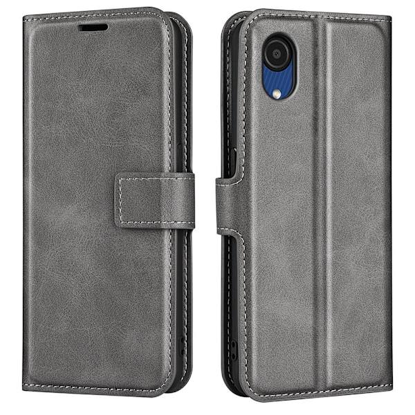 Lompakko Nahkakotelo For Samsung Galaxy A03 Core - Harmaa Silver grey