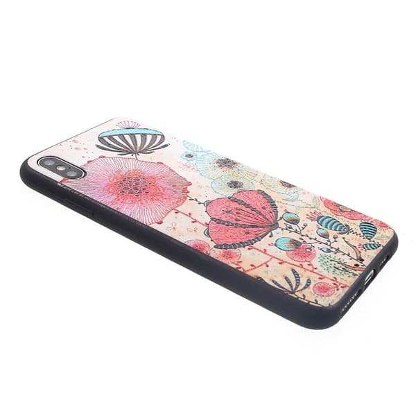 iPhone Xs Max etui med præget mønster - Farverig Plante Multicolor