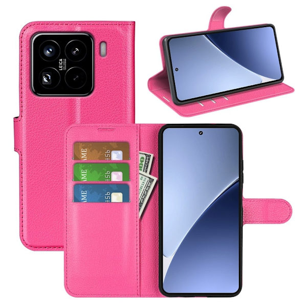 Klassisk Xiaomi 15 Pro flip etui - Rose Pink