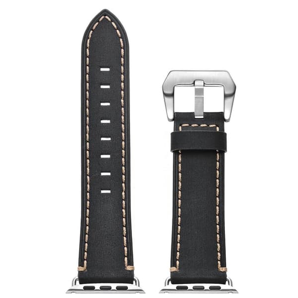 Crazy Horse Apple Watch Series 5 40mm ægte læder Urrem - Sort Black