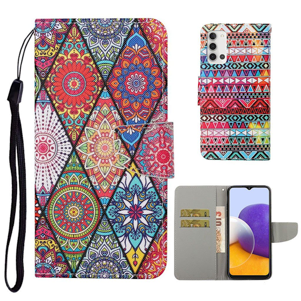 Wonderland Samsung Galaxy A22 4G flip kuoret - Mandala Kuvio Multicolor